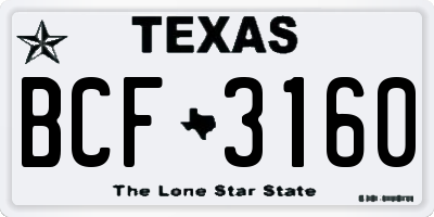 TX license plate BCF3160