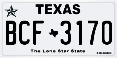 TX license plate BCF3170