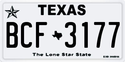 TX license plate BCF3177