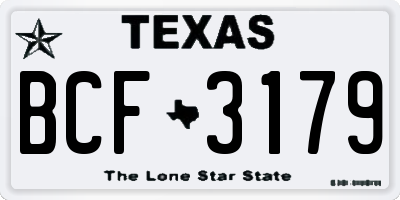 TX license plate BCF3179
