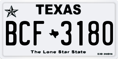 TX license plate BCF3180