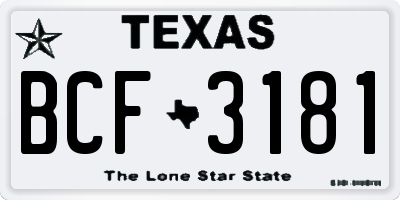 TX license plate BCF3181