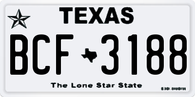 TX license plate BCF3188