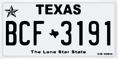 TX license plate BCF3191