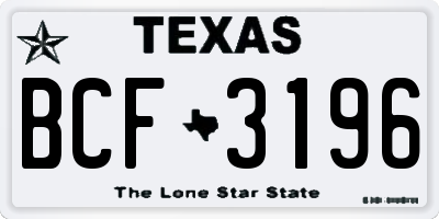 TX license plate BCF3196