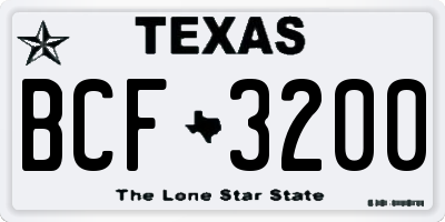 TX license plate BCF3200
