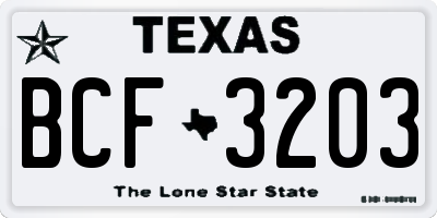 TX license plate BCF3203