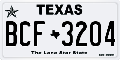 TX license plate BCF3204
