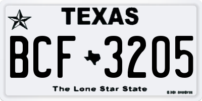 TX license plate BCF3205