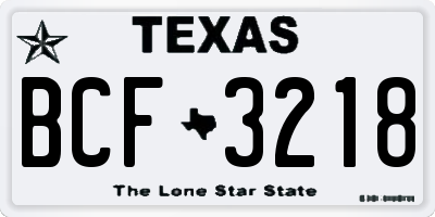 TX license plate BCF3218