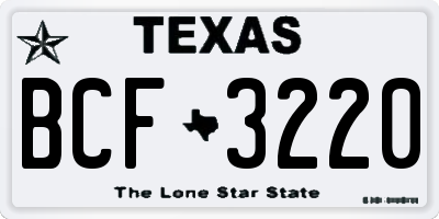 TX license plate BCF3220