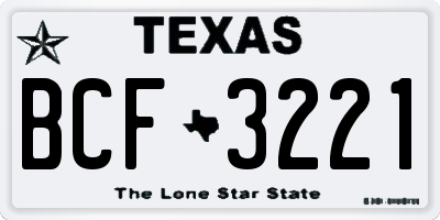 TX license plate BCF3221