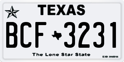 TX license plate BCF3231