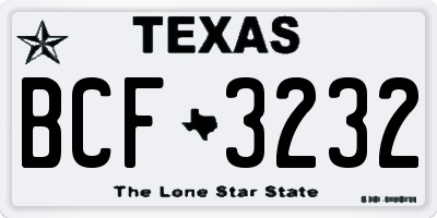 TX license plate BCF3232