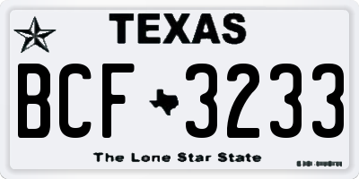 TX license plate BCF3233