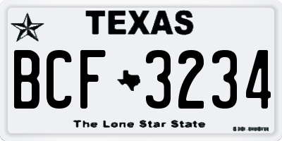 TX license plate BCF3234