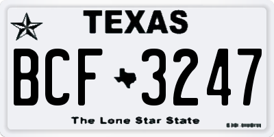 TX license plate BCF3247