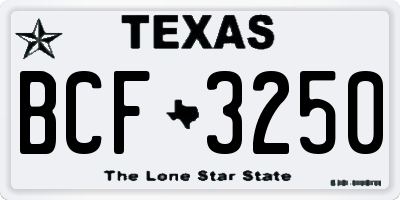 TX license plate BCF3250