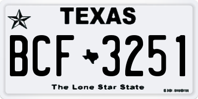 TX license plate BCF3251