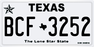 TX license plate BCF3252