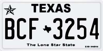 TX license plate BCF3254