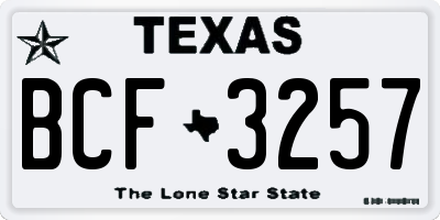 TX license plate BCF3257