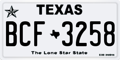 TX license plate BCF3258