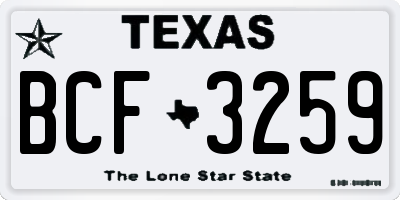 TX license plate BCF3259