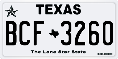 TX license plate BCF3260