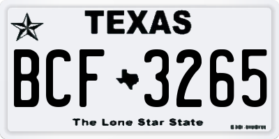 TX license plate BCF3265