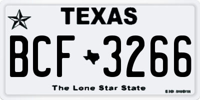 TX license plate BCF3266