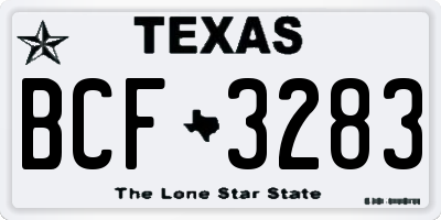 TX license plate BCF3283