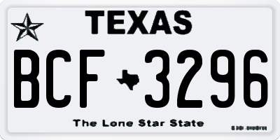 TX license plate BCF3296