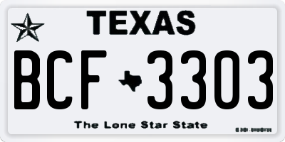 TX license plate BCF3303