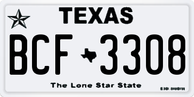 TX license plate BCF3308