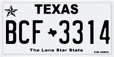 TX license plate BCF3314