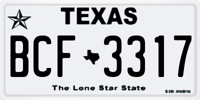 TX license plate BCF3317