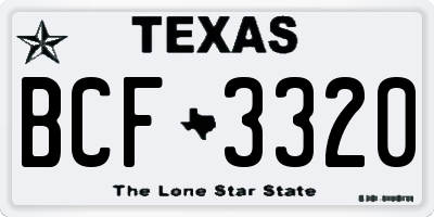 TX license plate BCF3320