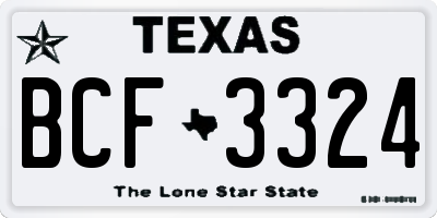 TX license plate BCF3324