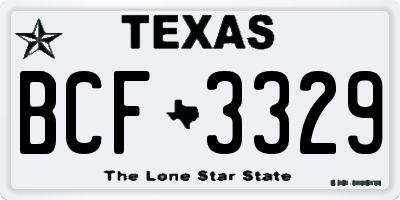TX license plate BCF3329
