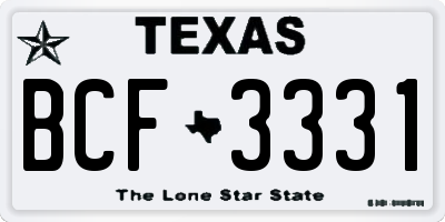 TX license plate BCF3331