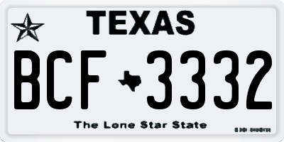 TX license plate BCF3332