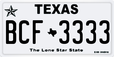 TX license plate BCF3333