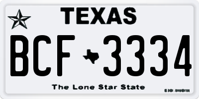 TX license plate BCF3334