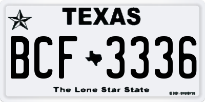 TX license plate BCF3336