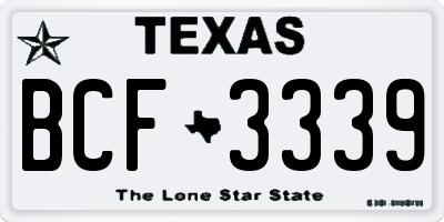 TX license plate BCF3339