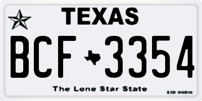 TX license plate BCF3354