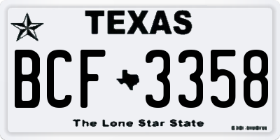 TX license plate BCF3358