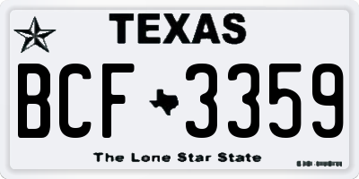 TX license plate BCF3359