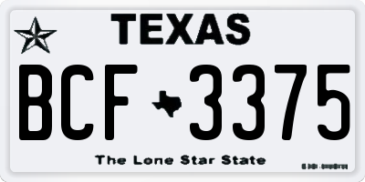TX license plate BCF3375